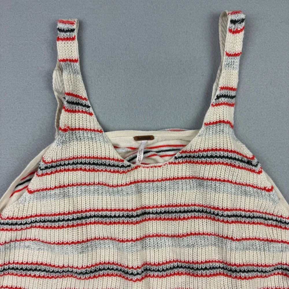 Free People Womens S Ivory Striped Sailor Tank Linen Rayon Knit Top Sleeveless